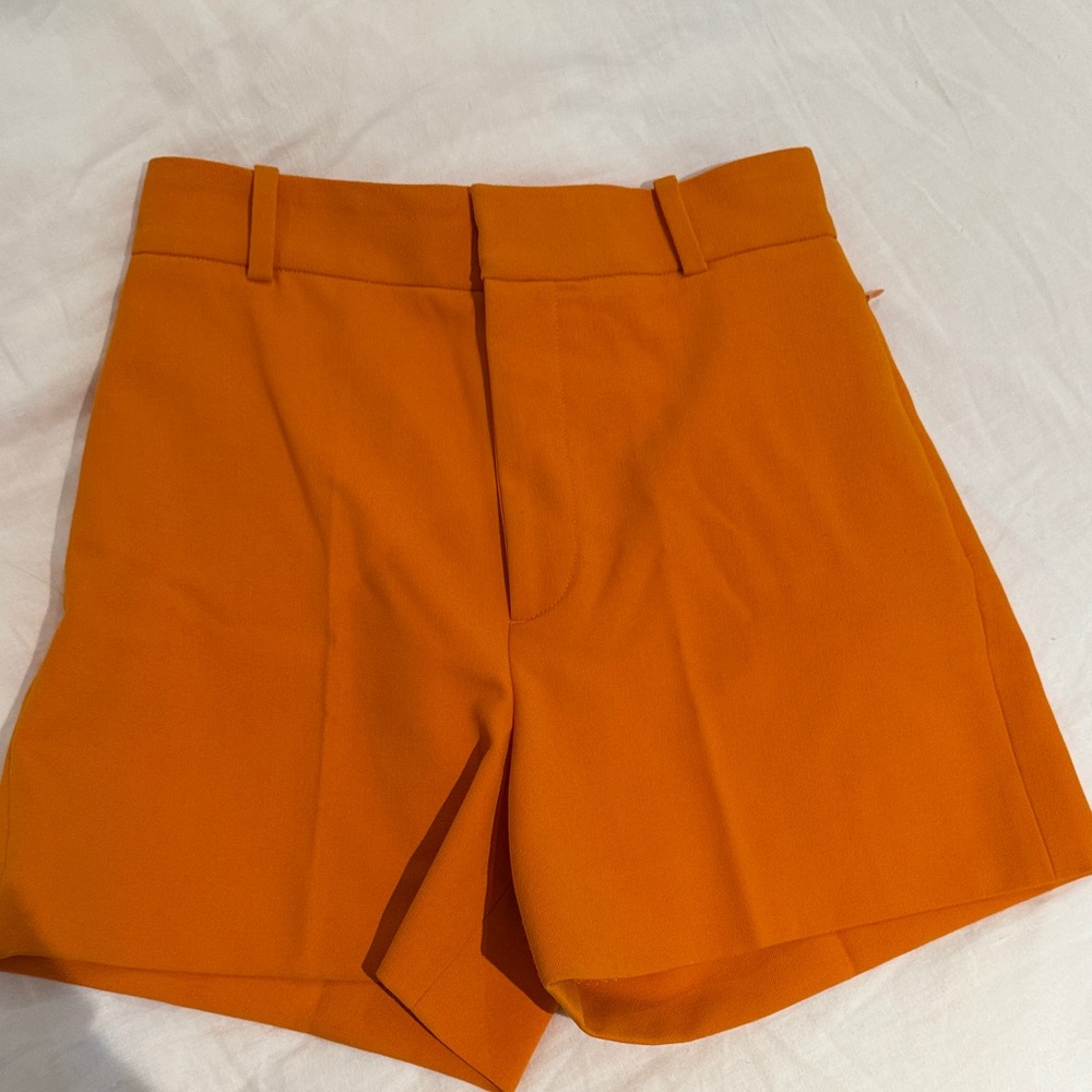 Frame High Waist Orange Shorts